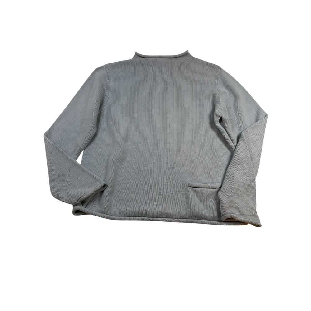 Tommy‎ Hilfiger Women's Light Blue Cotton Mock Neck Pocket Sweater Large